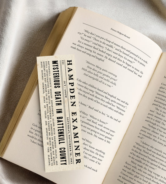 The Secret History Newspaper Clipping Bookmark