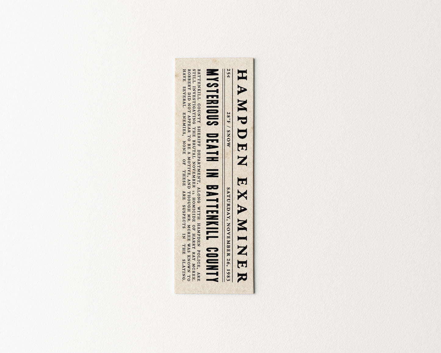 The Secret History Newspaper Clipping Bookmark